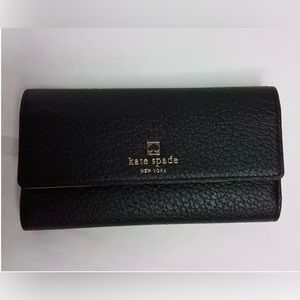 Kate Spade Black Pebbled Leather Trifold Wallet *Brand New* #J1503